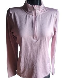 Reebok Performance Light Pink Quarter Zip Pullover Top M